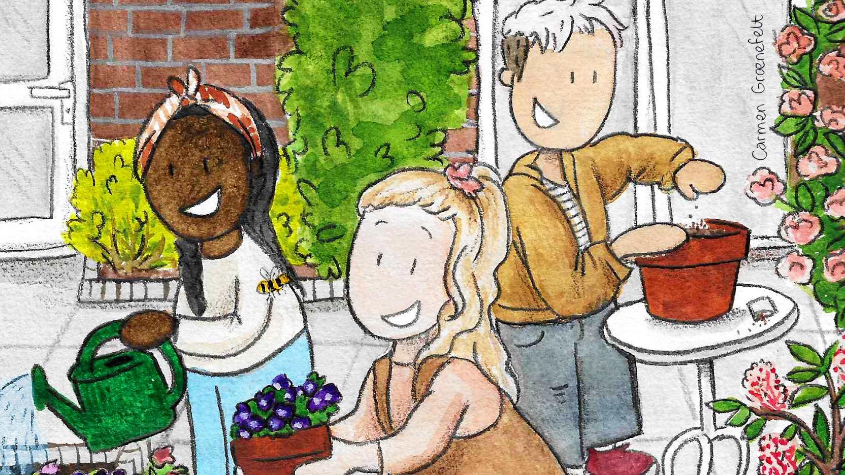 Bloemzaadjes zaaien: jij blij, bij blij